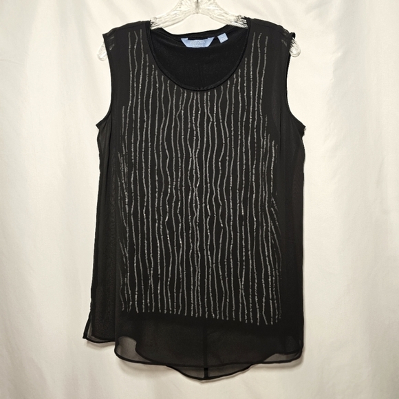 Simply Vera Vera Wang Tops - Simply Vera Vera Wang Womens Sheer Over Sequin Layer Sleeveless Top Blouse M